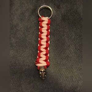 Red and White Skull Keychain